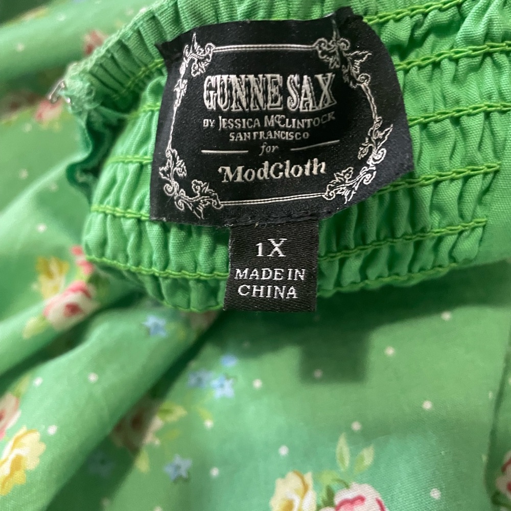 Gunne Sax for ModCloth 2025 Green Floral Sundress 1X - Picture 5 of 5
